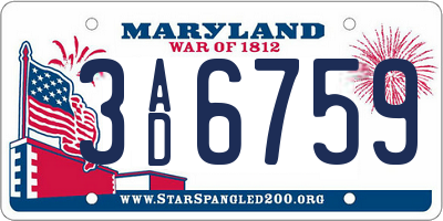 MD license plate 3AD6759