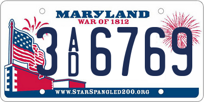 MD license plate 3AD6769