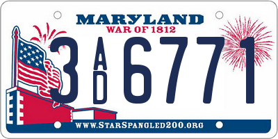 MD license plate 3AD6771