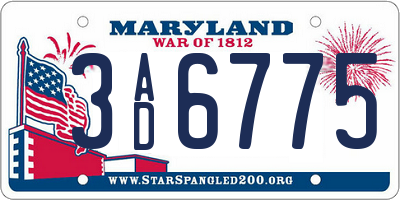 MD license plate 3AD6775