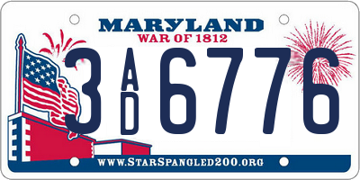 MD license plate 3AD6776