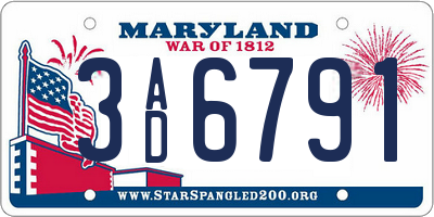 MD license plate 3AD6791