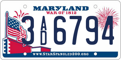 MD license plate 3AD6794