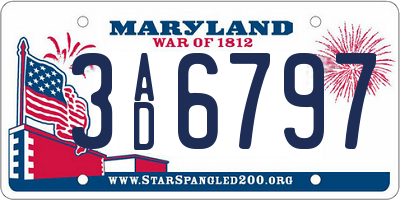 MD license plate 3AD6797