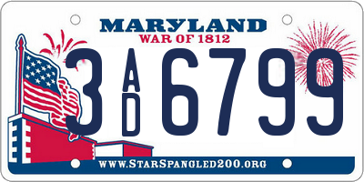 MD license plate 3AD6799