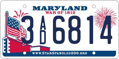 MD license plate 3AD6814