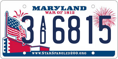 MD license plate 3AD6815