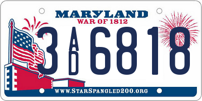 MD license plate 3AD6818