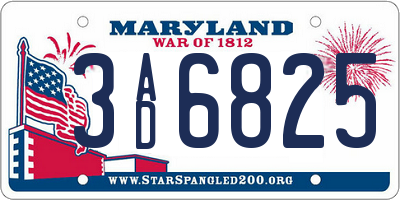 MD license plate 3AD6825