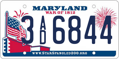 MD license plate 3AD6844