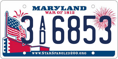 MD license plate 3AD6853