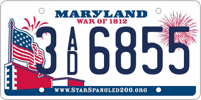 MD license plate 3AD6855