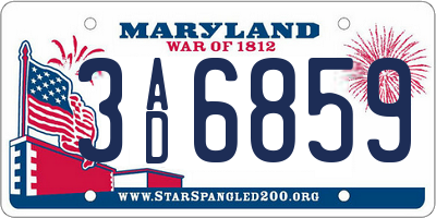 MD license plate 3AD6859
