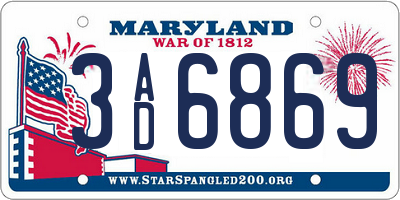 MD license plate 3AD6869