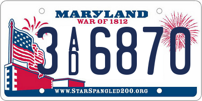 MD license plate 3AD6870