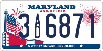 MD license plate 3AD6871