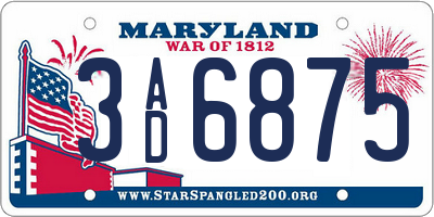 MD license plate 3AD6875
