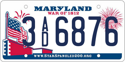 MD license plate 3AD6876