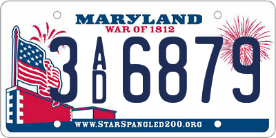 MD license plate 3AD6879