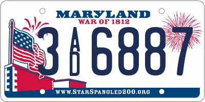 MD license plate 3AD6887