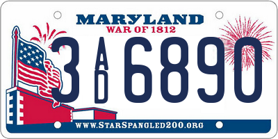 MD license plate 3AD6890