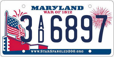 MD license plate 3AD6897