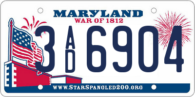 MD license plate 3AD6904