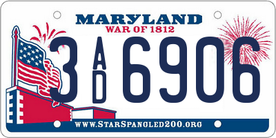 MD license plate 3AD6906