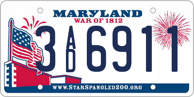 MD license plate 3AD6911