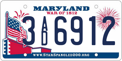 MD license plate 3AD6912