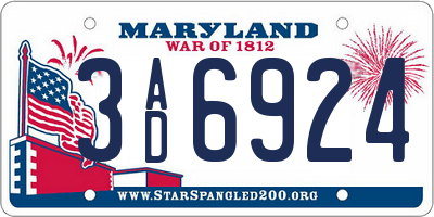 MD license plate 3AD6924