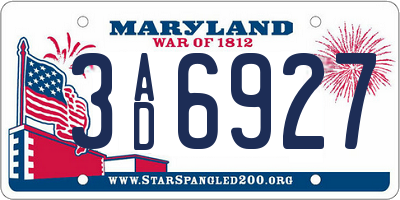 MD license plate 3AD6927