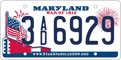 MD license plate 3AD6929