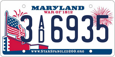 MD license plate 3AD6935