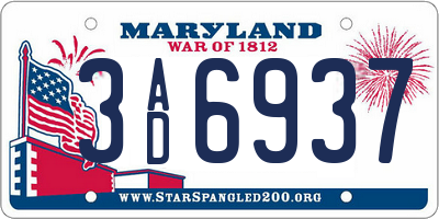 MD license plate 3AD6937