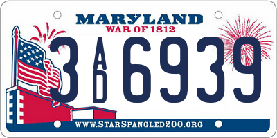 MD license plate 3AD6939