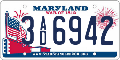 MD license plate 3AD6942