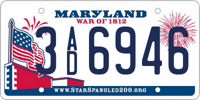 MD license plate 3AD6946