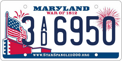 MD license plate 3AD6950