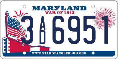 MD license plate 3AD6951