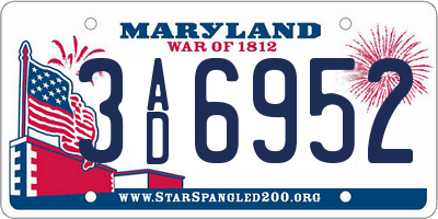 MD license plate 3AD6952