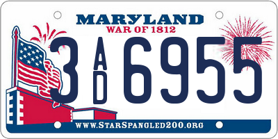 MD license plate 3AD6955