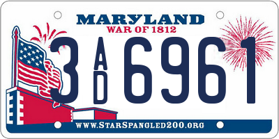 MD license plate 3AD6961