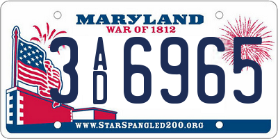 MD license plate 3AD6965