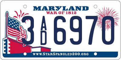 MD license plate 3AD6970