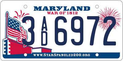 MD license plate 3AD6972