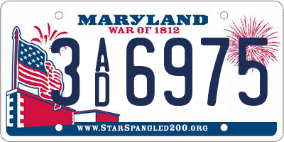 MD license plate 3AD6975
