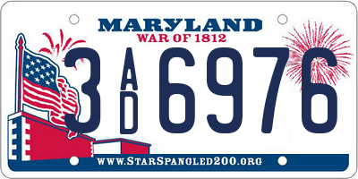 MD license plate 3AD6976