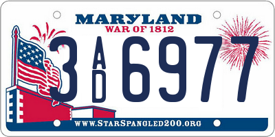 MD license plate 3AD6977