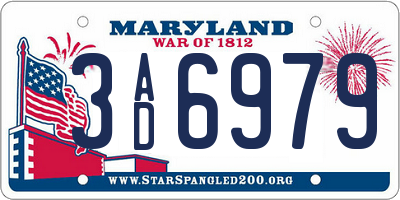 MD license plate 3AD6979
